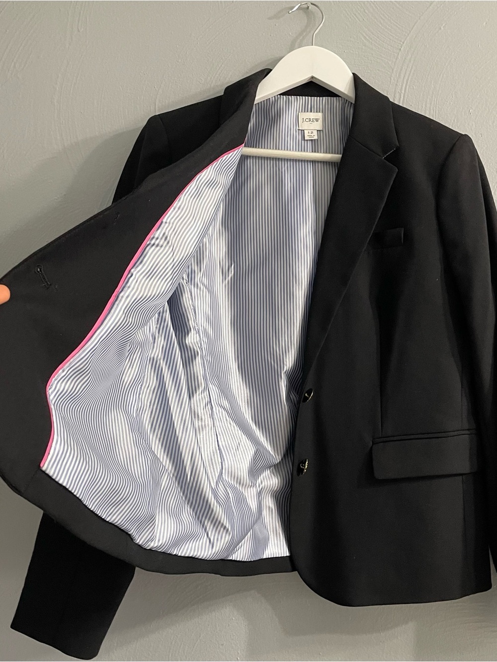 JCrew Original Schoolboy Blazer gold buttons black size 12 preppy office# AZ565 - Picture 5 of 14